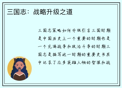 三国志：战略升级之道