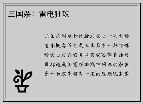三国杀：雷电狂攻