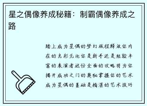 星之偶像养成秘籍：制霸偶像养成之路